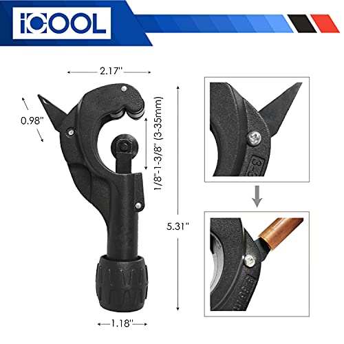 Icool Tubing Cutter 1/8 To 1-3/8 Inch (3-35Mm) (Matte Surface) With Extra Blade And Reamer For Copper, Brass, Aluminum, Mild Steel Pipes, Pvc, Thin Stainless Steel Tube #TOP3