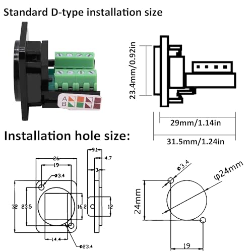 Adaptador conector RJ45 Panel Montaje sin soldadura miniatura 7