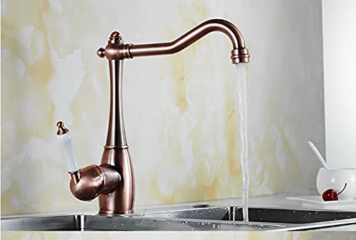 Kitchen Faucet Copper Bar Faucet 360 ° Swivel Single Handle Traditional Period Single Ceramic Lever Kitchen Sink Faucet Antique Mixer Tap One Hole Wet Bar Sink Faucet Victorian Commercial #TOP5