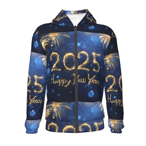 Happy New Year 2025 Kids Pullover Hoodies Boys Zip Up Sweatshirts Girls Athletic Clothes with Pocket2