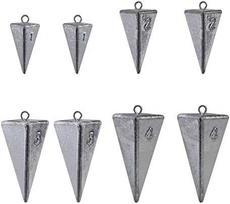 Pyramid Weights Saltwater Fishing Sinker Weight Catfish Rig Surfishing Tackle Gear with Box 1oz,2oz,3oz,4oz,5oz,6oz (1OZ,2OZ,3OZ,4OZ-8PCS)