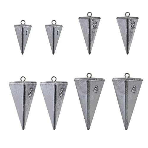 Pyramid Weights Saltwater Fishing Sinker Weight Catfish Rig Surfishing Tackle Gear With Box 1Oz,2Oz,3Oz,4Oz,5Oz,6Oz (1Oz,2Oz,3Oz,4Oz-8Pcs) #TOP3