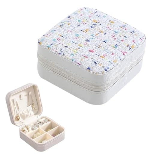 FOSDICK Boîte à Bijoux de Voyage, Petit Boîte à Bijoux pour Femme, 10 * 10 * 5cm Boite a Bijoux Portable, Boite a Bijoux Fille Femme, Coffret à Bijoux pour Boucles d'Oreilles Bagues Chaînes, Blanc