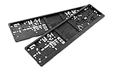soporte matricula coche  TA TradeArea 2 soportes universales para matrícula en color negro para matrículas de tamaño 520 mm x 110 mm, incluye un disco de aparcamiento y funda para permiso de conducir.