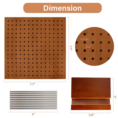 Crochet Blocking Board, Bamboo Board For Knitting Crochet And Granny Squares, 7.8 X 7.8 Inches Blocking Board Mats For Crocheting With 10 Stainless Steel Rod Pins(Granny Squares Not Included) #TOP3