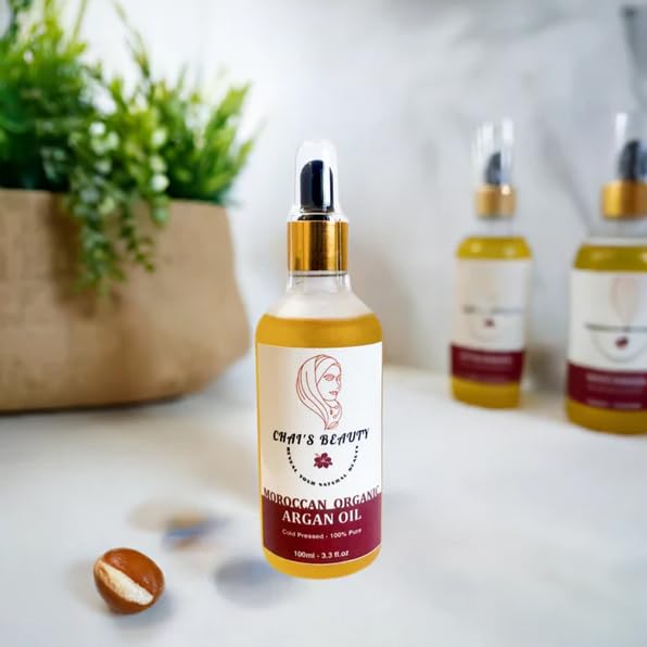 Chai's Beauty ORGANIC MOROCCAN COLD PRESSED ARGAN OIL, 3.38 Fl Oz (Pack of 1)