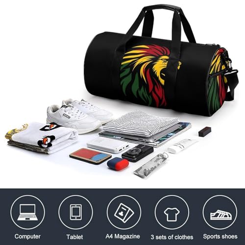 Rasta Reggae Lion Jamaica Gym Bag Travel Duffel Bag Lightweight Carry On Weekender Bag Tote Bags for Women Men4