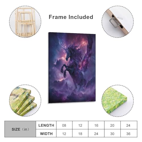 Póster impreso de unicornio EUUMKOO, decoración de pared para sala de estar y cielo estrellado 2