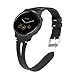 for Garmin vivoactive 4S Bands, Blueshaw Slim Vintage Leather Strap Replacement for Women, Man, Wristband Accessories Compatible with for Garmin vívoactive 4S (40mm) Smartwatch (Black)