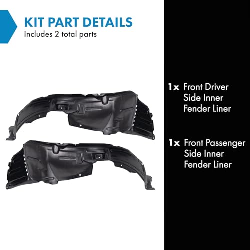 Image of TRQ Front Inner Fender Liner Set Compatible with 2010-2012 Hyundai Genesis Coupe HY1248120 HY1249120