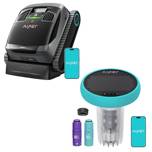 AIPER Scuba X1 Robotic Pool Cleaner with HydroComm Pro Smart Pool Monitor, 6600 GPH Suction, Waterline Scrubbing, 5 in 1 Water Test for Inground Pools