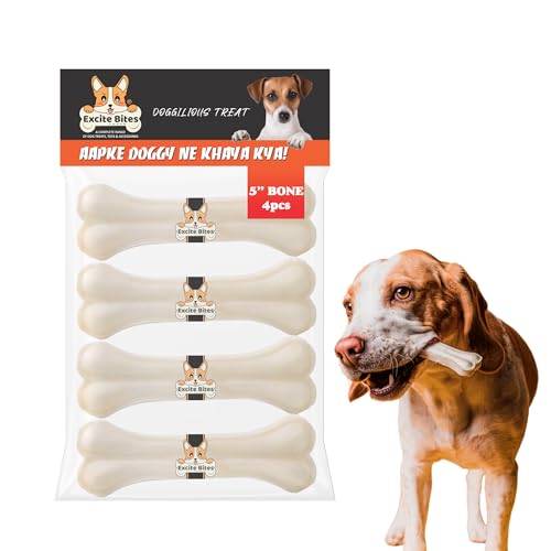 Image of Excite Bites Excite Bites Dog Rawhide Bones (Dog Chews) (Size 5 inch) (4Pcs), White, 200 g (Pack of 4)