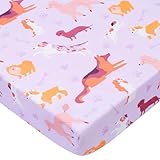 UOMNY Crib Sheet 52x28 Baby Sheet for Girls Breathable Dog Fitted Crib Sheet for Standard Crib and Toddler Mattress Soft Toddler Sheet Purple