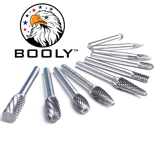 Premium–Grade Die Grinder Bits Tungsten Carbide Burr Set 1/4" Shank 10Pc Double Cut Rotary Files Milwaukee Dewalt Accessories Drill Bits For Metal Grinding Cutting Burrs + Gifts 4Pc M2 Screw Extractor #TOP7