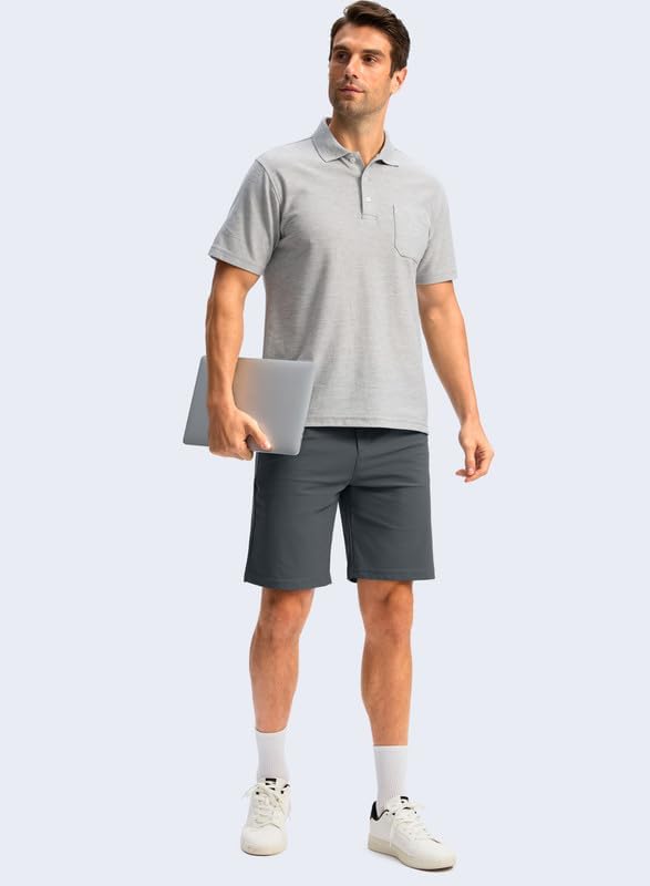 Soothfeel Men's Golf Shorts with 5 Pockets Stretch Lightweight Quick Dry 9 Inch Flat Front Casual Work Dress Shorts for Men - Image 6