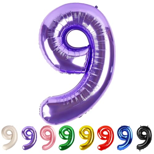 Numbers 9 Balloons Purple Party Decorations for Women Men, 40 In Big Balloons for Engagement, Wedding, Celebration Party, Graduations, Photo Shoot