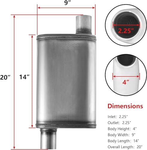 Image of 2.25 inch Universal Exhaust Mufflers,Muffler 2.25'' Straight-Through Performance Muffler Resonator 2.25 with Stainless Steel for Cars, Trucks(2.25 inlet /outlet)