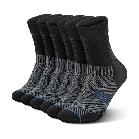 PAPLUS Compression Running Sock for Men and Women 3 Pairs, Cushioned Athletic Crew Socks with Arch Support Cover