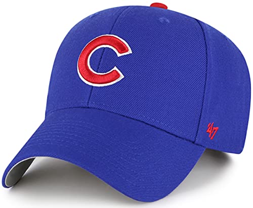 47 Brand MLB Team Color Primary Logo MVP Adjustable Structure Baseball Cap Hat, Adult One Size Fits All - Chicago Cubs Royal Blue