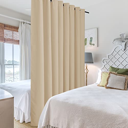 Ryb Home Decor Freestanding Office Partition Wall Divider, Contemporary Blackout Curtain Panel Anti-Rust Grommet Top For Home Theatre / Bedroom / Storage, 8 Ft Tall X 15 Ft Wide, Cream Beige, 1 Piece #TOP3