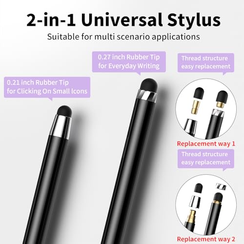 Image of 10 PCS Stylus,Stylus Pen for Touchscreen,Stylus 2-in-1 High Sensitivity & Precision Suitable for Touch Screens of iPhone /ipad /Android Tablets(10 Stylus Pen Purple /Black + 20 Tips)