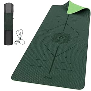 ROMIX Pro Yoga Mat with Alignment Lines 6mm, Non-Slip Ultra Lightweight Sweat Resistant Eco-Friendly Gym Workout Mat with Carry Bag and Strap for Women Men for Pilates Gymnastics