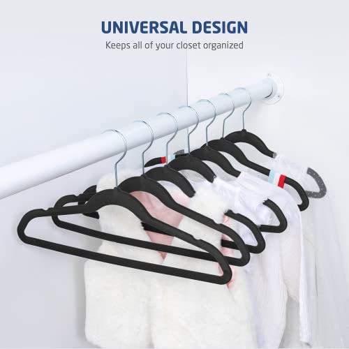 Zober Velvet Kids Hangers For Closet - Pack Of 30 Non Slip Childrens Hangers For Shirts, Pants & Dresses W/Swivel Hook - Durable Kids Clothes Hanger W/Notches - Small Hangers - Black #TOP1