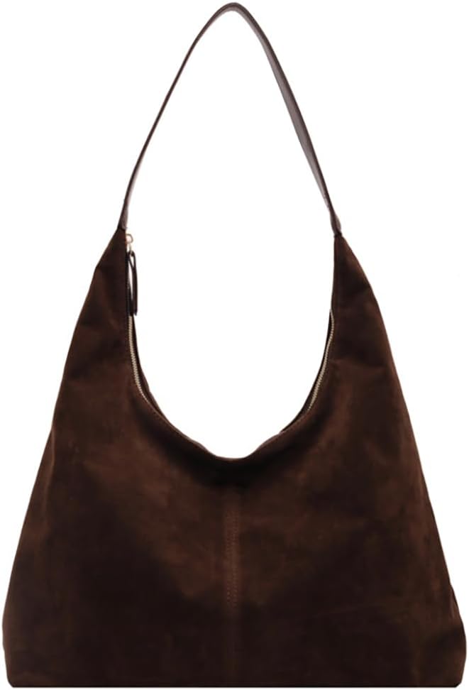 Slouchy Suede Shoulder Bags For Women Underarm Bag Womens Tote Bag Work Purses Crescent Bag Suede Handbag Travel Winter Fall