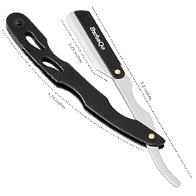 Alternative view of Straight Razor - Straight Razors for Men, BarbaQo Professional Barber Razor with 10 Sinlge Blades, 100% Stainless Steel Straight Razor for Close Shaving