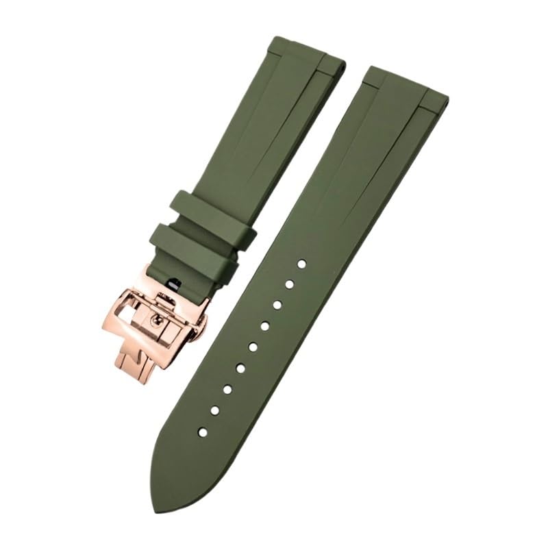 Bracelet de montre FKM 20mm 22mm caoutchouc fermoir papillon
