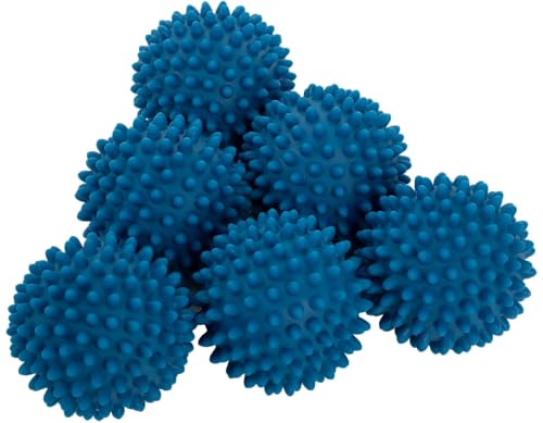 S&T INC. Reusable Plastic Dryer Balls, Fabric Softener for Laundry, Dark Blue, 2.5 in, 6 Pack