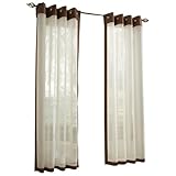 Stylemaster Soho 55 by 84-Inch Sheer Grommet Panel with Faux Silk Border, Espresso