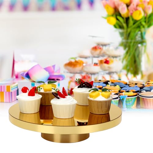 11.8''Gold Cake Stand, Round Dessert Table Display Holder, Acrylic Cake Tray Serving Platter for Party, Wedding, Birthday, Baby Shower, Anniversary - Image 3