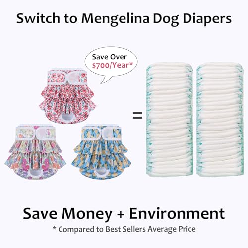 Image of Washable Dog Diapers Female 3 Pack Reusable Highly Absorbent Doggie Diaper, Flexible Doggy Diaper Female Durable Leak-Proof Diapers. X-Small, Animal Print
