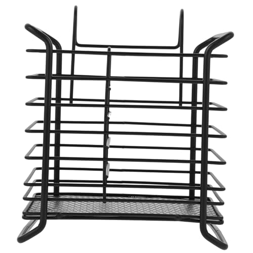 Cabilock Iron Chopsticks Holder Black Hanging Cutlery Drying Rack with Ventilation Design for Fast Drying Iron Utensil Organizer with Back Hook for Easy Attachment