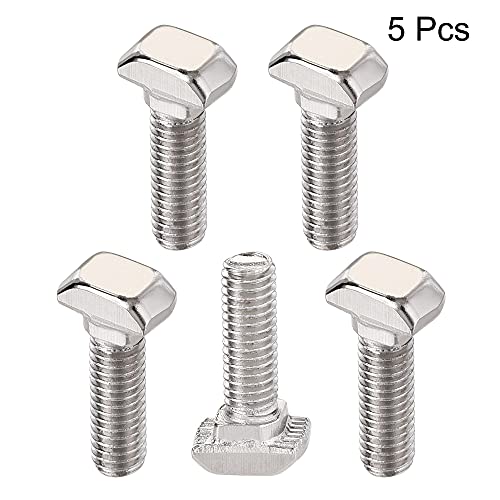 Image of uxcell M5x16mm T-Slot Drop-in Stud Sliding Bolt Screw Carbon Steel for 20 Series Aluminum Profile 5pcs