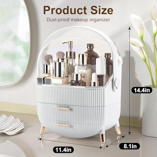 Image of YGJT Makeup Organizer, Skincare Organizer for Vanity with Drawers, Makeup Storage Box, Large Capacity Cosmetic Display Cases Makeup Storage Box for Bedroom, Bathroom, Ideal Gifts for Women(White)