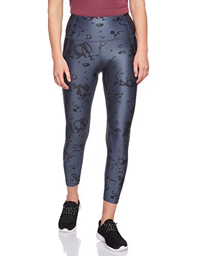 Under Armour Women's HeatGear Armour High Waisted Ankle Crop - Ako Print, Downpour Gray (044)/Metallic Silver, Small