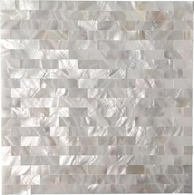 Art3d Mother of Pearl Backsplash Shell Mosaic Tile for Kitchen Shower Tub Sink Bathroom Tile 12" X 12" Pack of 6(White)