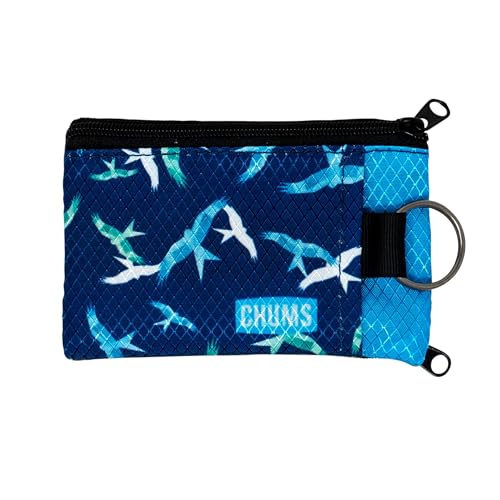 Image of Chums Surfshorts Wallet - Lightweight Slim Wallet with RFID Blocking Card & Clear ID Window - Zippered, Water Resistant w /Key Ring (Birds)