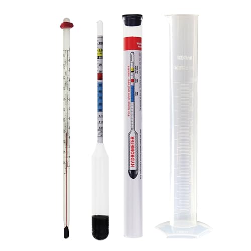 Thermometer World Hydrometer Thermometer und 100 ml Reagenzglas Zubehör für die Wein- und Bierherstellung