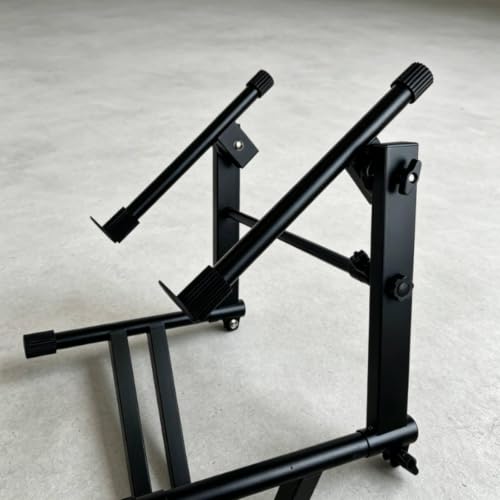 Image of HEAVENGLOW Adjustable X Shaped Keyboard Stand Foldable Double Tier Keyboard Stand Heavy Duty for Stage, Studio | Music Stands | Equipment