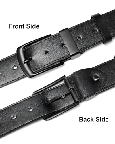 Image of maikun Mens Casual Dress Belt, Mens Leather Black Belt, Casual Wear Jeans Pants