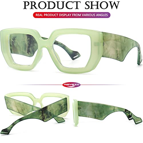 Image of AIEYEZO Thick Frame Blue Light Glasses Men Women, Fashion Square Computer Eyeglass Anti Eyestrain & Prevent Headache