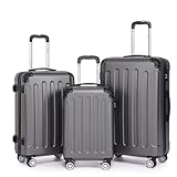 Boleedy Set di Valigie Rigide 3 Pezzi(55/66/76cm),Set Valigia Leggero in ABS Rigido con Lucchetto e Ruote a 360°,Grande Trolley per Business e Viaggio