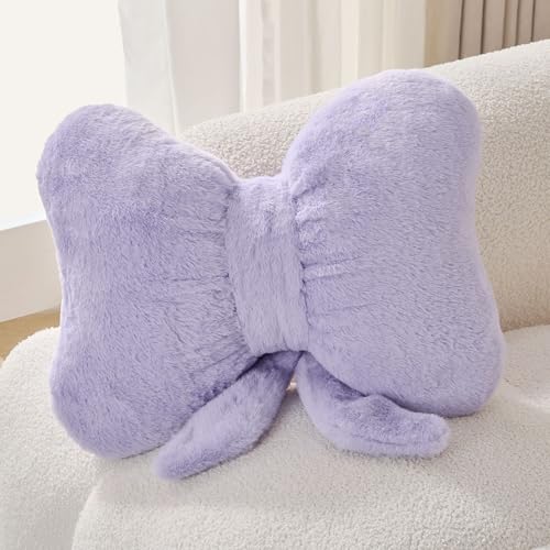 Image of Bow Pillow Throw Pillows Butterfly Shaped Decorative Cute Pillows for Bed Sofa Cute Home Decorr,Purple 10 * 8inch