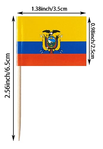 stidsds Ecuador-Flagge, Ecuadorianer-Zahnstocher-Flaggen, kleine Ecuadorianer-Flaggen, Cupcake-Topper, Stick-Flaggen, Banner, Landparty… – Ansicht 2