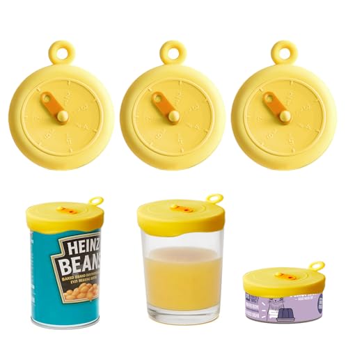ZPTEE 3 Pack Can Lids for Tins with Date Dial Stretch-Fit Silicone Tin Lids for Cans Can Covers for Tins for Dog & Cat Food Fits 5-8cm Easy-Clean Fridge Covers for Opened Wet Food
