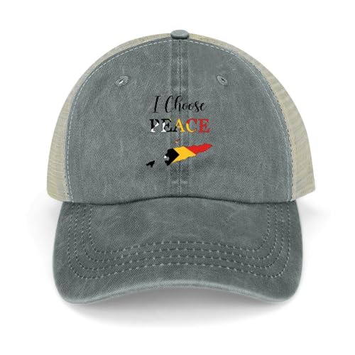 Yelolyio Timor oriental drapeau national I Choose Peace Casquettes de baseball Timor oriental Casquettes de coton Chapeau de soleil Chapeaux patriotiques Chapeaux hommes et femmes Casquettes en maille