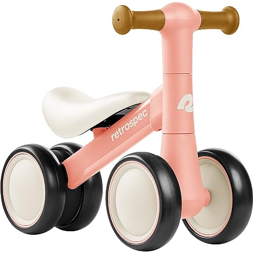 Image of Retrospec Cricket 2 Baby Walker Balance Bike with 4 Wheels for Ages 12-24 Months - First Birthday Gift Toddler Bicycle Toy for 1 Year Old’s - Ride On Toys for Boys & Girls